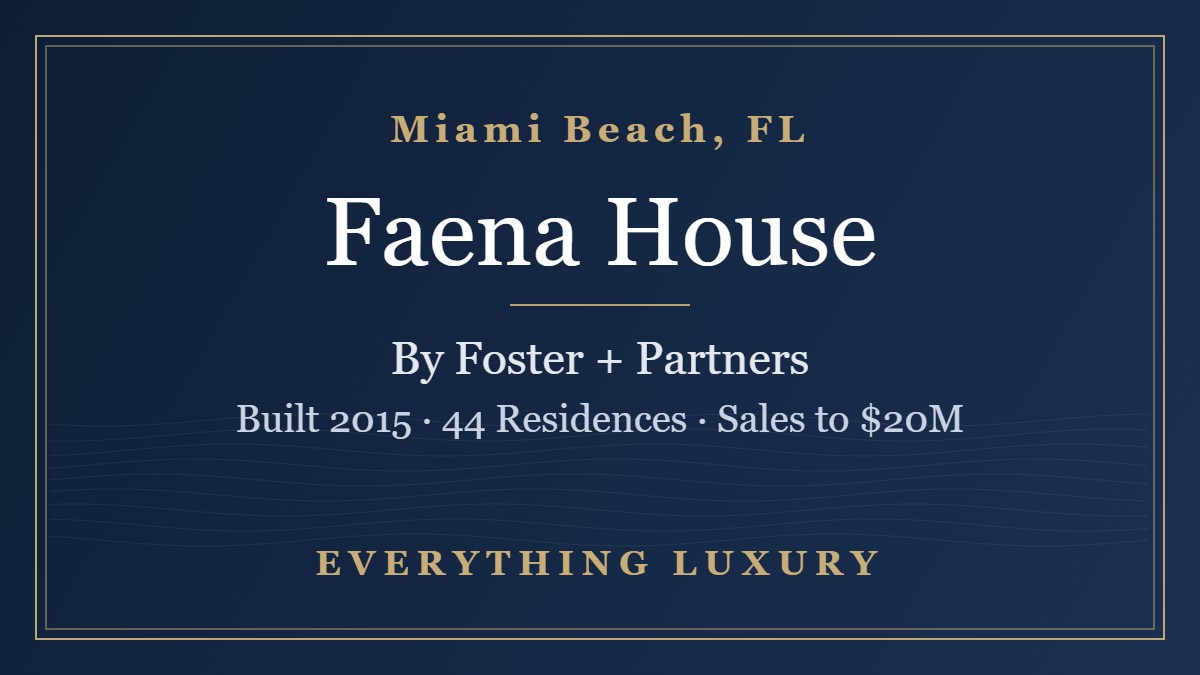 Faena House Miami Beach: Prices, Recorded Sales & Private Buyer Requests