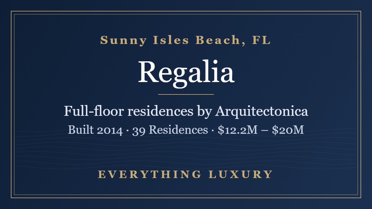 Regalia Sunny Isles Beach: Prices, Recorded Sales & Private Buyer Requests