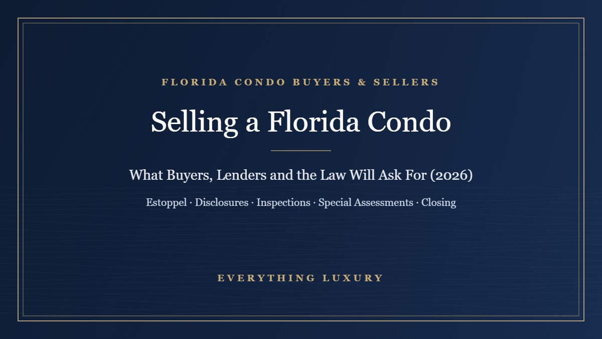 Selling a Florida Condo in 2026: What Buyers, Lenders and the Law Will Ask For